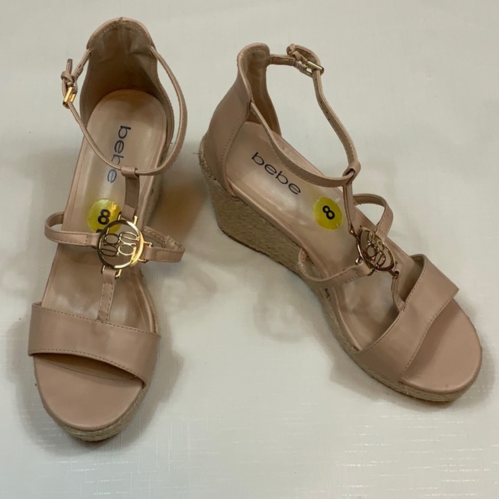 bebe Strappy Wedge Sandals 8M